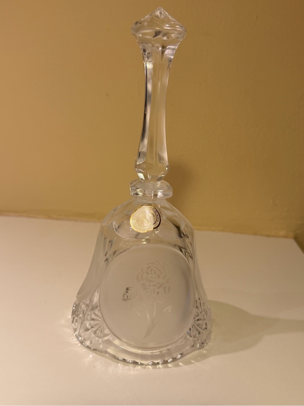 Crystal Clear 24% Lead Crystal Rose Bell 7.5 inches